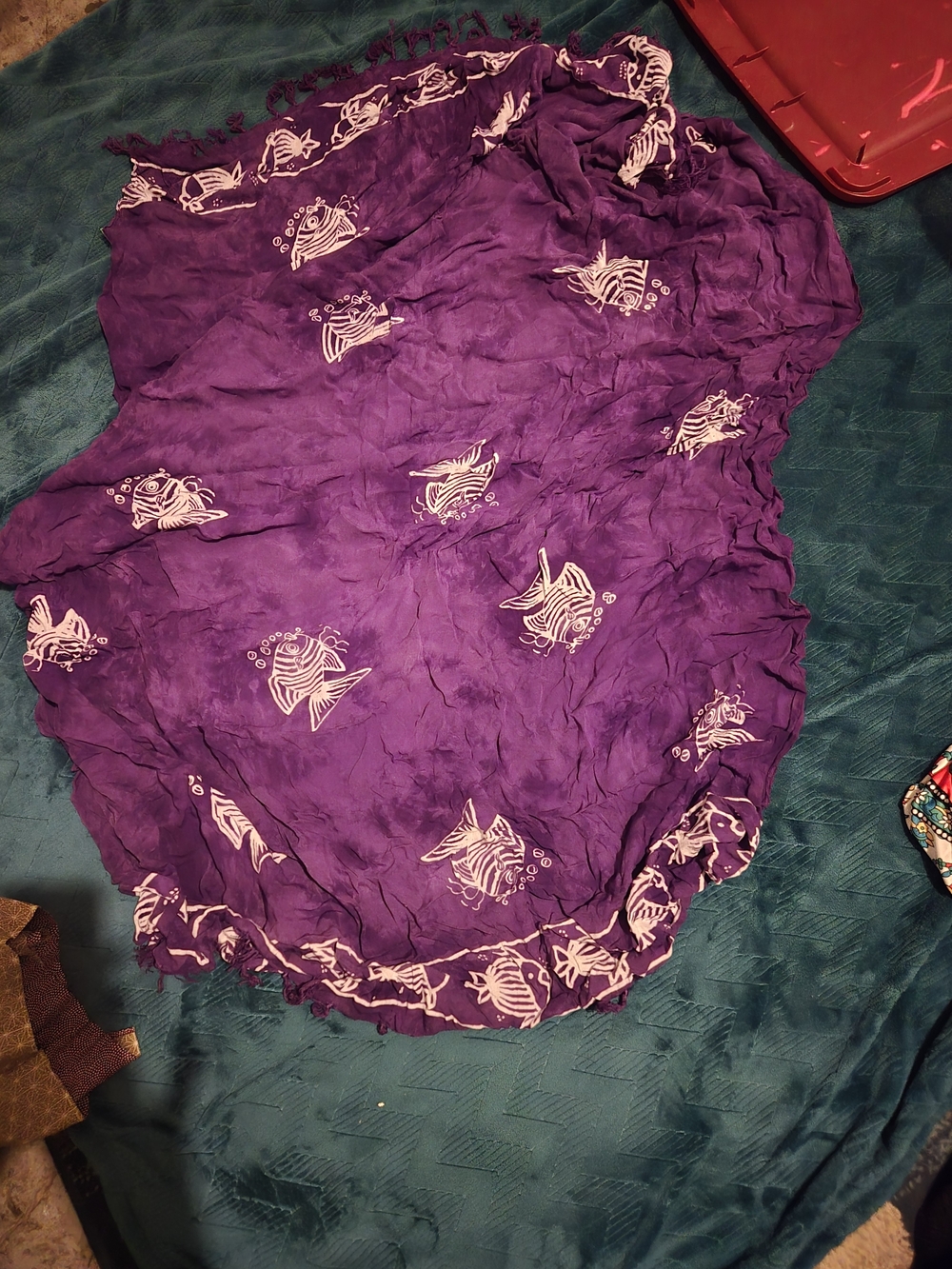 Women’s Purple Fish Print Swim Cover-Up Sarong